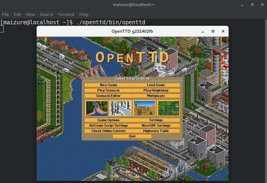 OpenTTD (v1.8) as built under CentOS 7